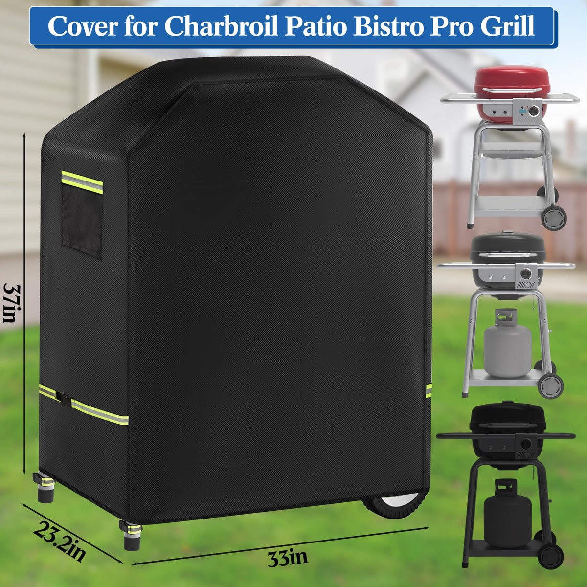 LUCKIPLUS grill cover with windproof straps keeping it snug in wind