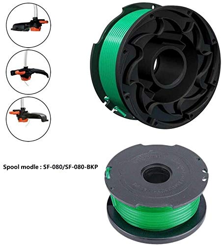 Lucky Seven green line on black spool close-up for visibility during trimming