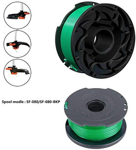 Lucky Seven green line on black spool close-up for visibility during trimming