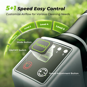 LUCKYTECH blower turbo mode activated for fast snow and leaves.