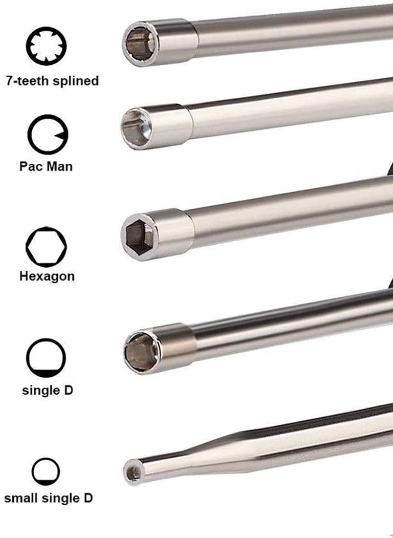 Lucky Seven Single D tool for targeted screw adjustments on lawn equipment.