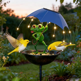 Luckybell frog umbrella lights illuminate garden paths with warm ambience