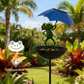 Luckybell hand painted frog garden centerpiece adds color and charm
