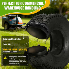 LuckySlycycyc lawn tractor tire pack ready for replacement on compatible equipment.