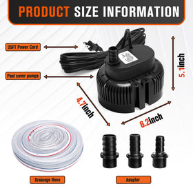 LuckySlycyc pool cover pump above-ground setup for easy drainage.