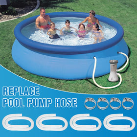 Backyard pool setup with LuckySlycyc hoses and pump