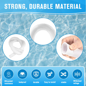 Flexible LuckySlycyc hose bending around pool corner for easy routing