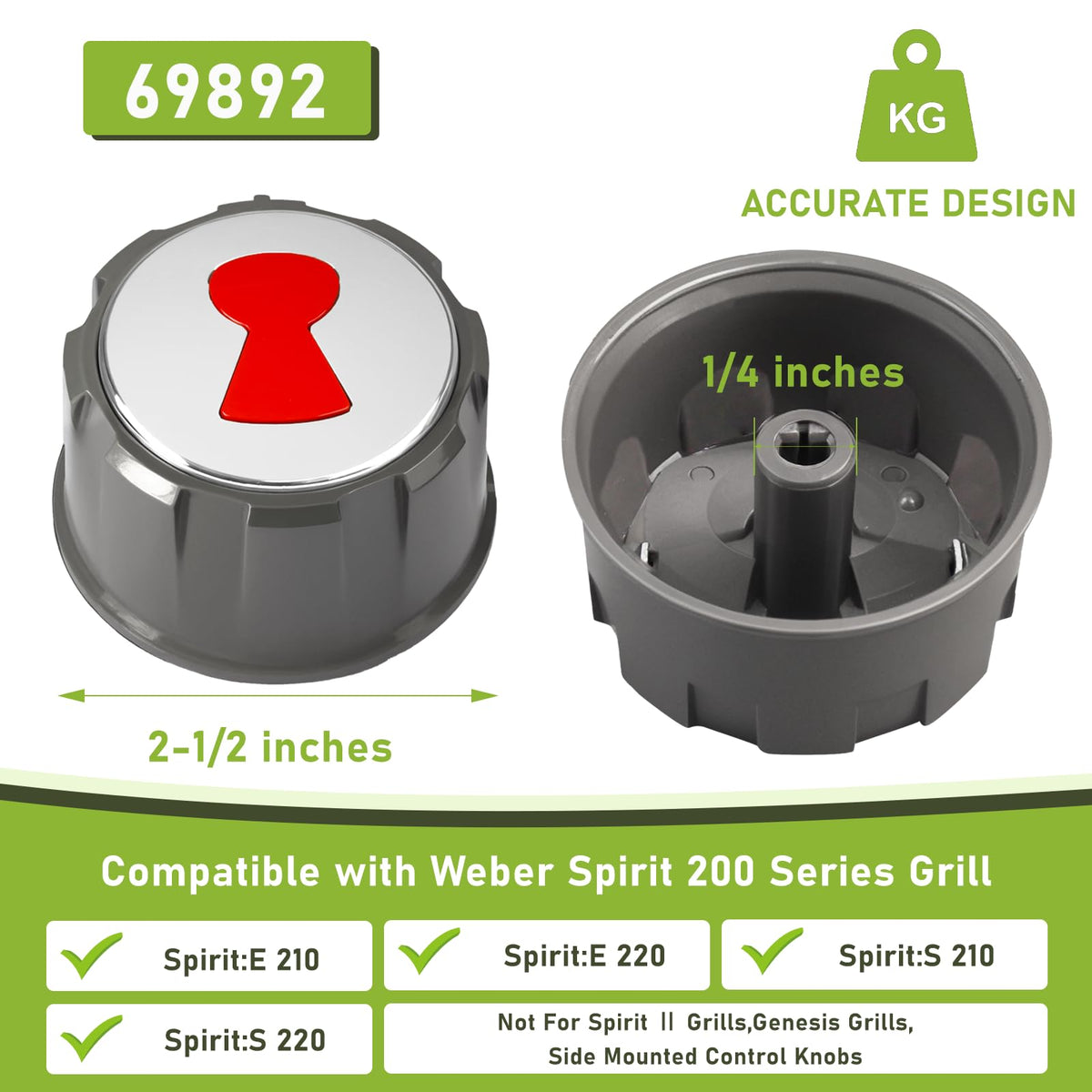 luclyyasys 69892 knob on Weber Spirit — compatible with Spirit 200 Series (2013–2017).