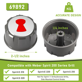 luclyyasys 69892 knob on Weber Spirit — compatible with Spirit 200 Series (2013–2017).