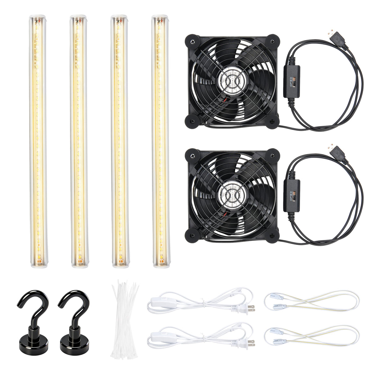 LUVCOSY T5 grow light strip four-pack for even plant growth and vibrant indoor lighting.