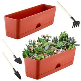 Lucpur 2-pack window boxes on kitchen sill, durable rectangular design.