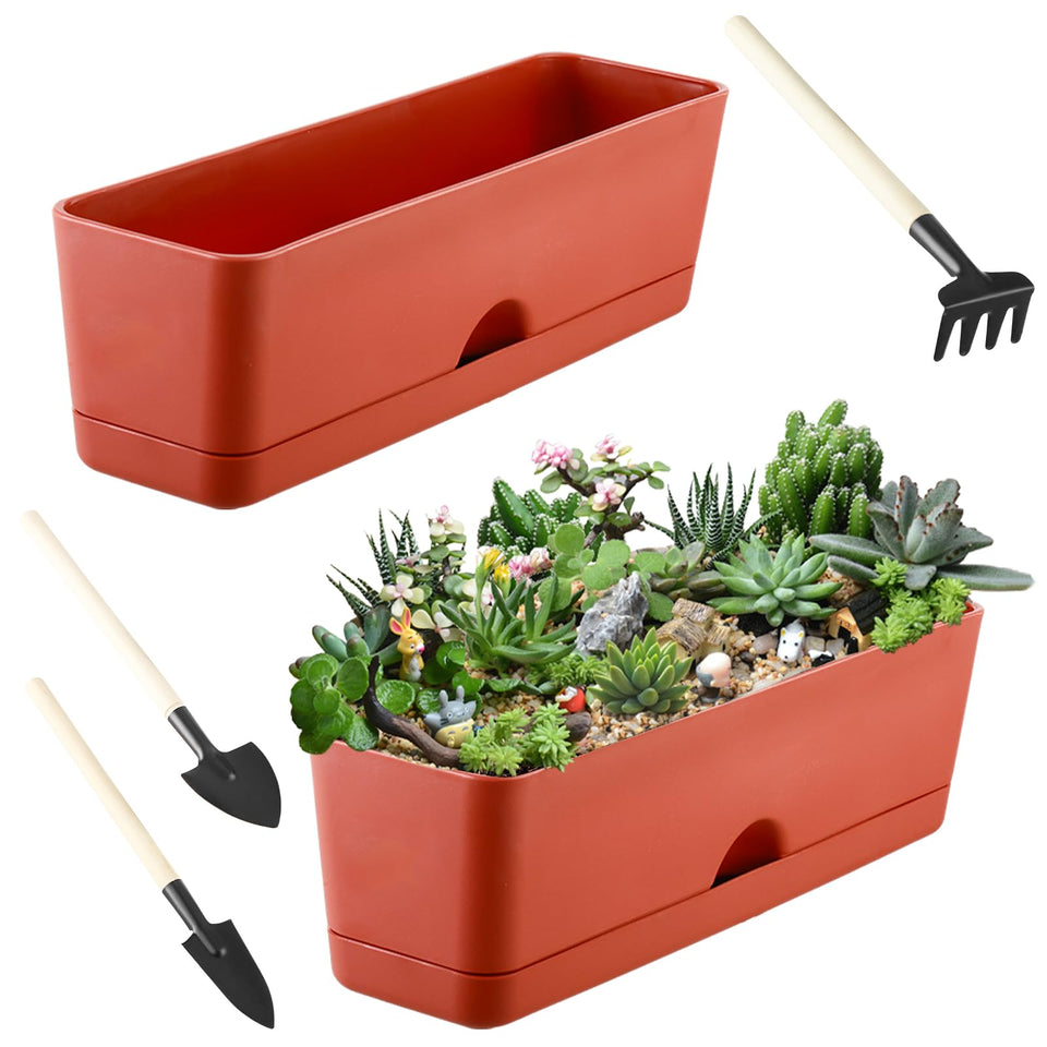 Lucpur 2-pack window boxes on kitchen sill, durable rectangular design.