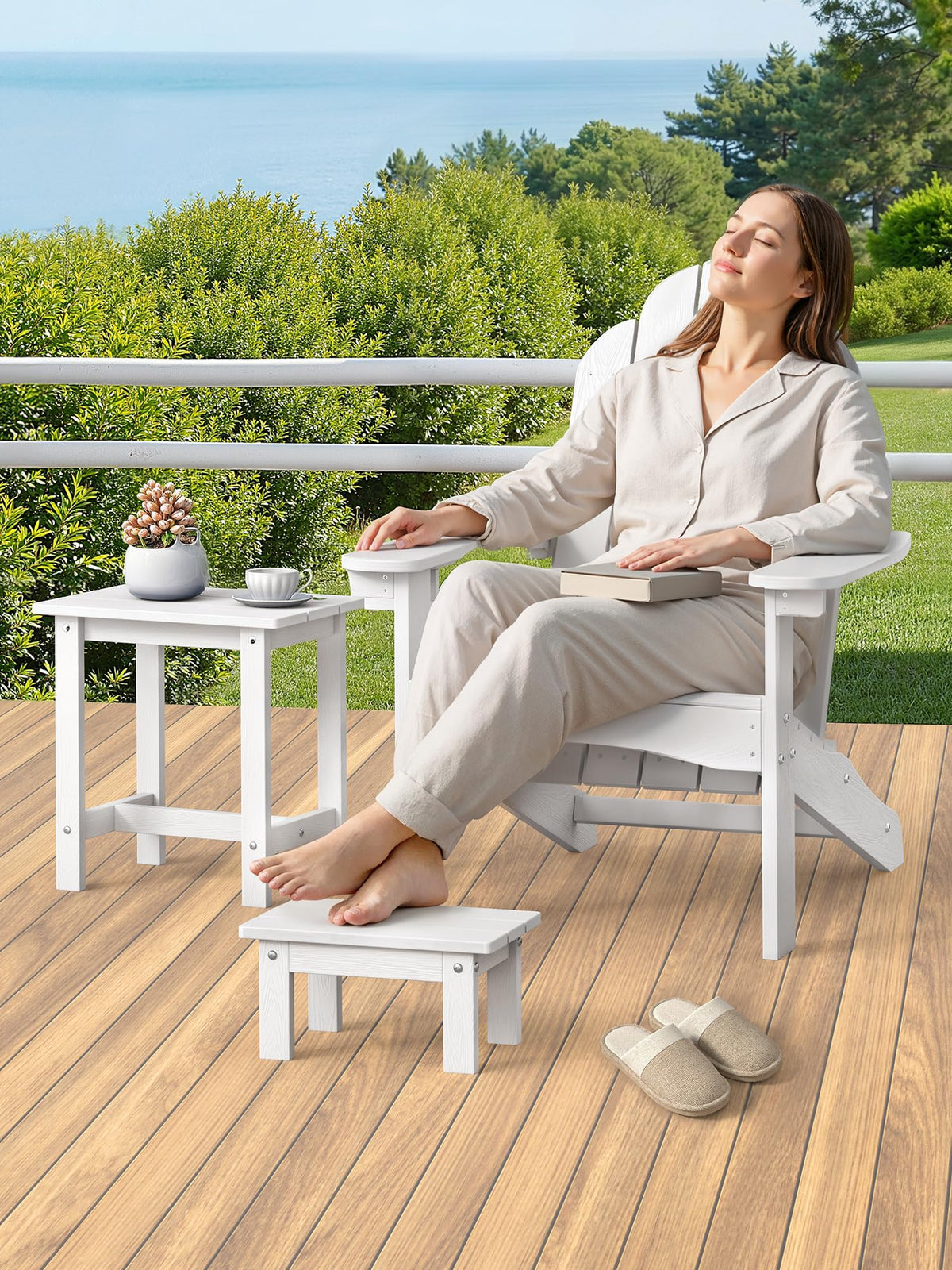 LUE BONA nesting design stores neatly under the table for space-saving.
