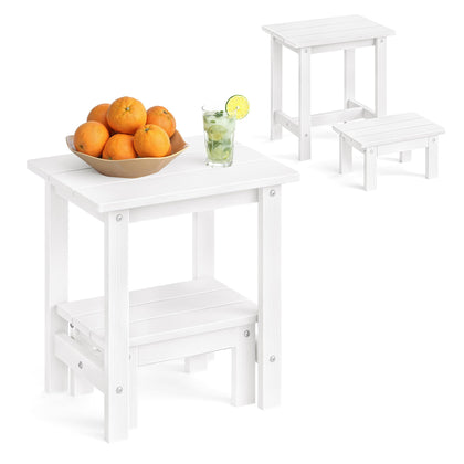 LUE BONA outdoor side table 2-tier in white for flexible patio use.