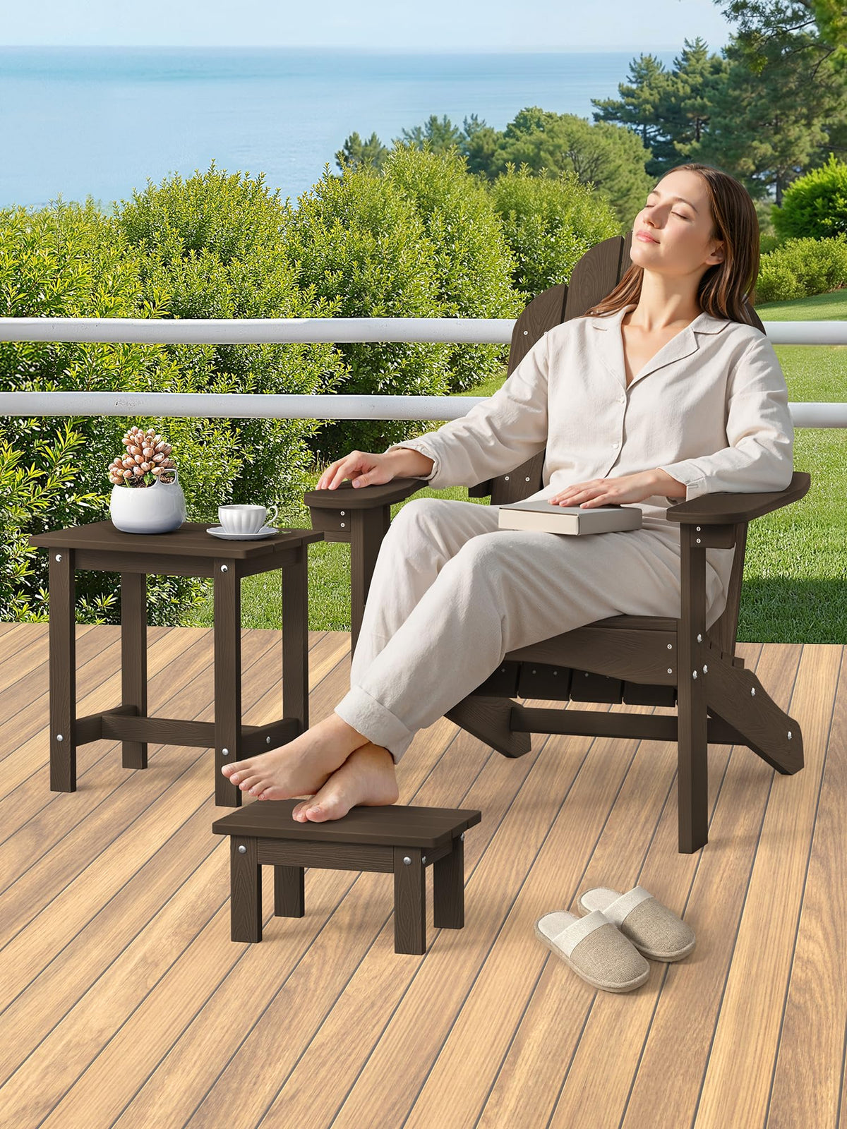LUE BONA removable footstool fits neatly under the table when not in use.