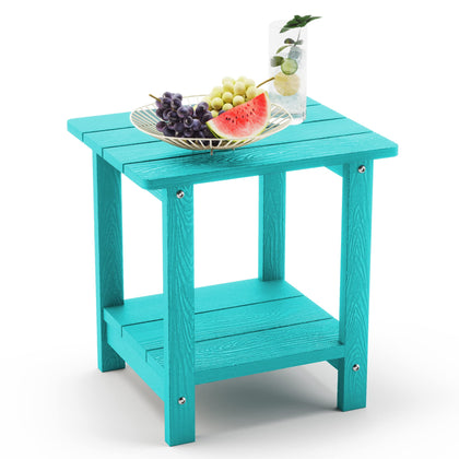 LUE BONA Adirondack side table, top view, Aruba Blue finish, great for drinks and lamp.