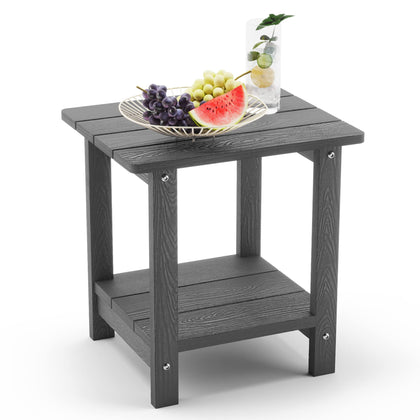 LUE BONA Adirondack side table with two-tier storage for patio essentials