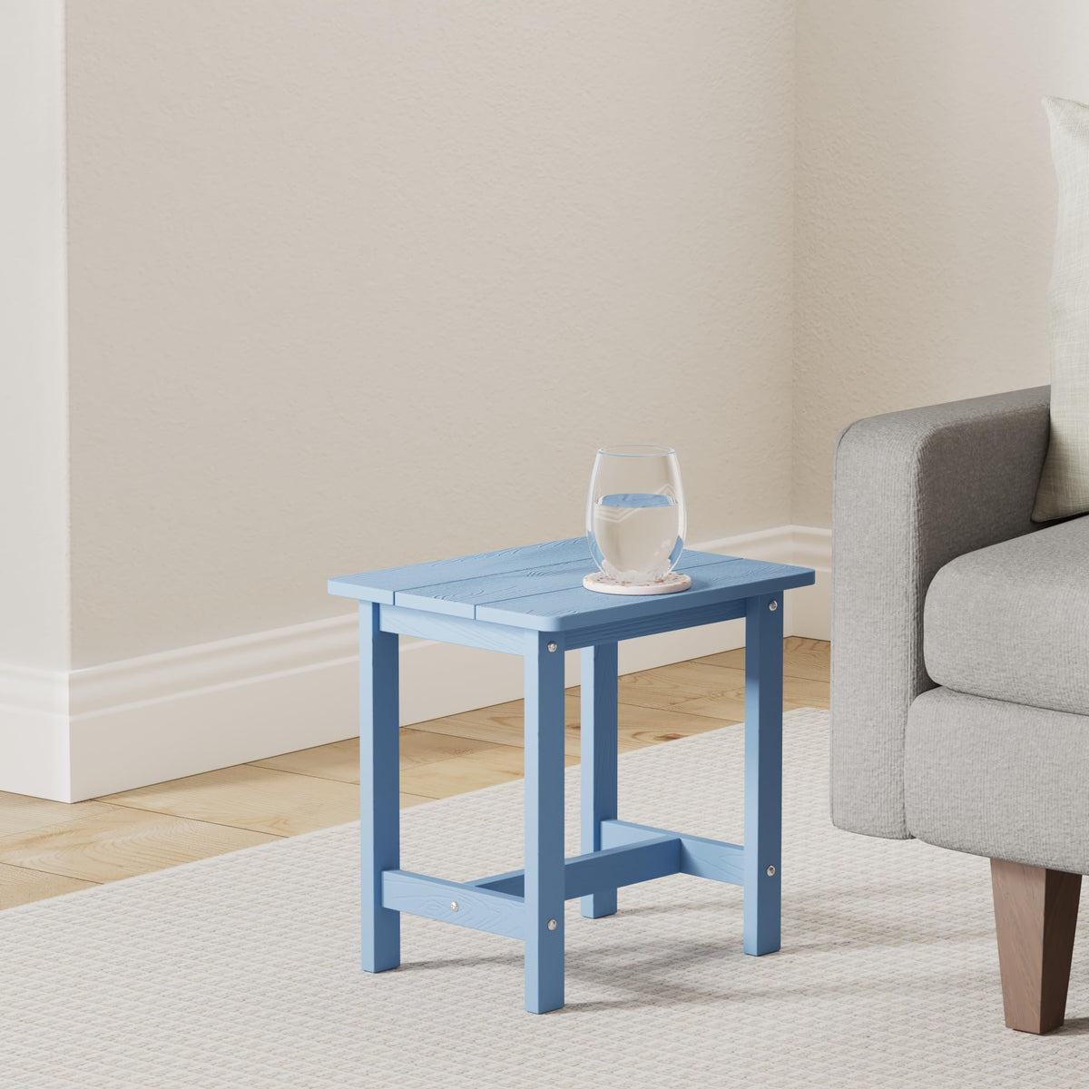 LUE BONA HDPS small outdoor table complements patio seating and resists weathering