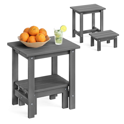 LUE BONA outdoor side table 2-tier design for compact patio storage.