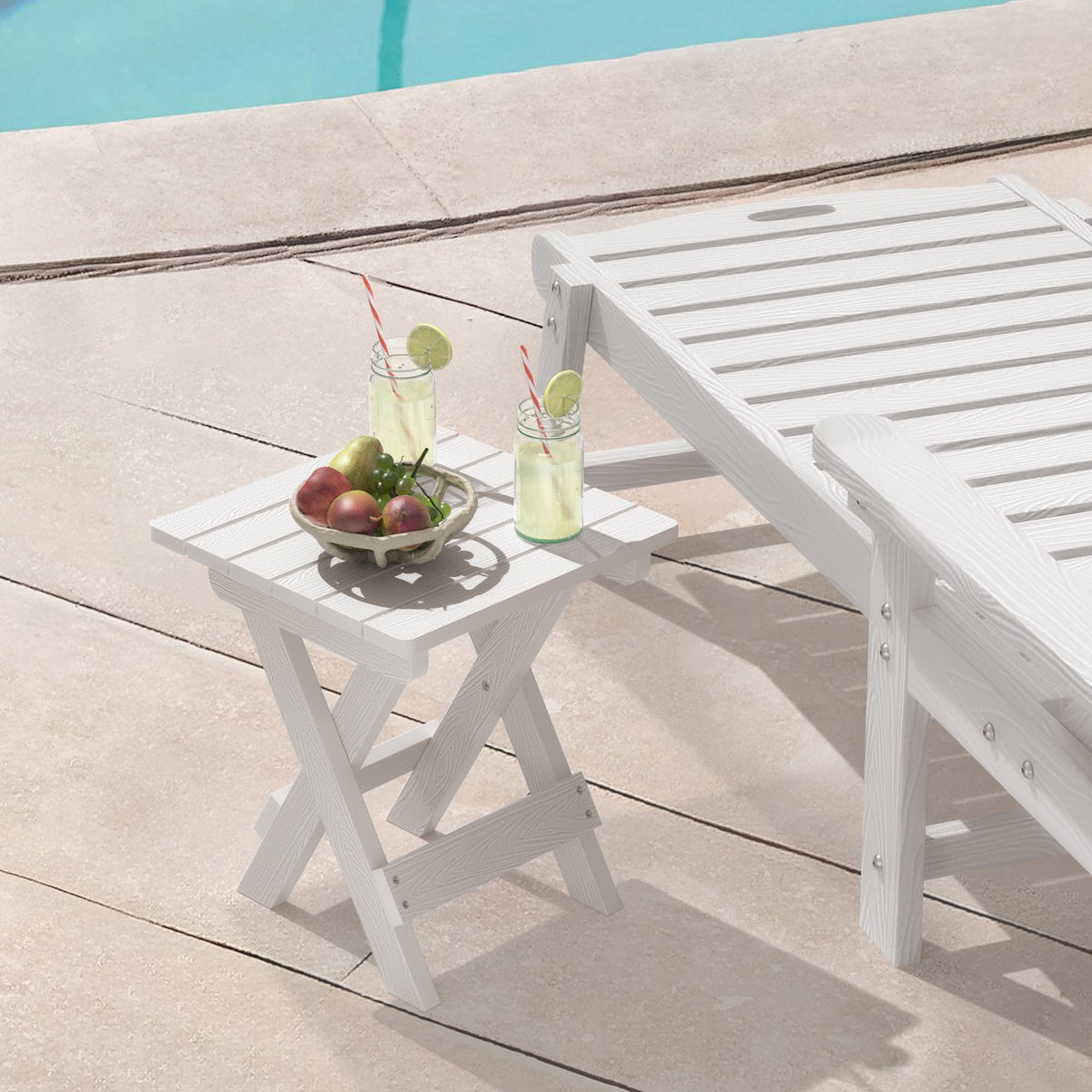 LUE BONA end table supports up to 100 lbs without wobble on decks and patios.