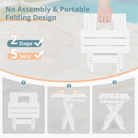 LUE BONA weatherproof HDPS outdoor table resists sun and rain for year-round use.