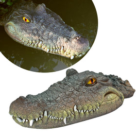 LUEUR alligator head decoy deters pond wildlife while adding realistic detail.
