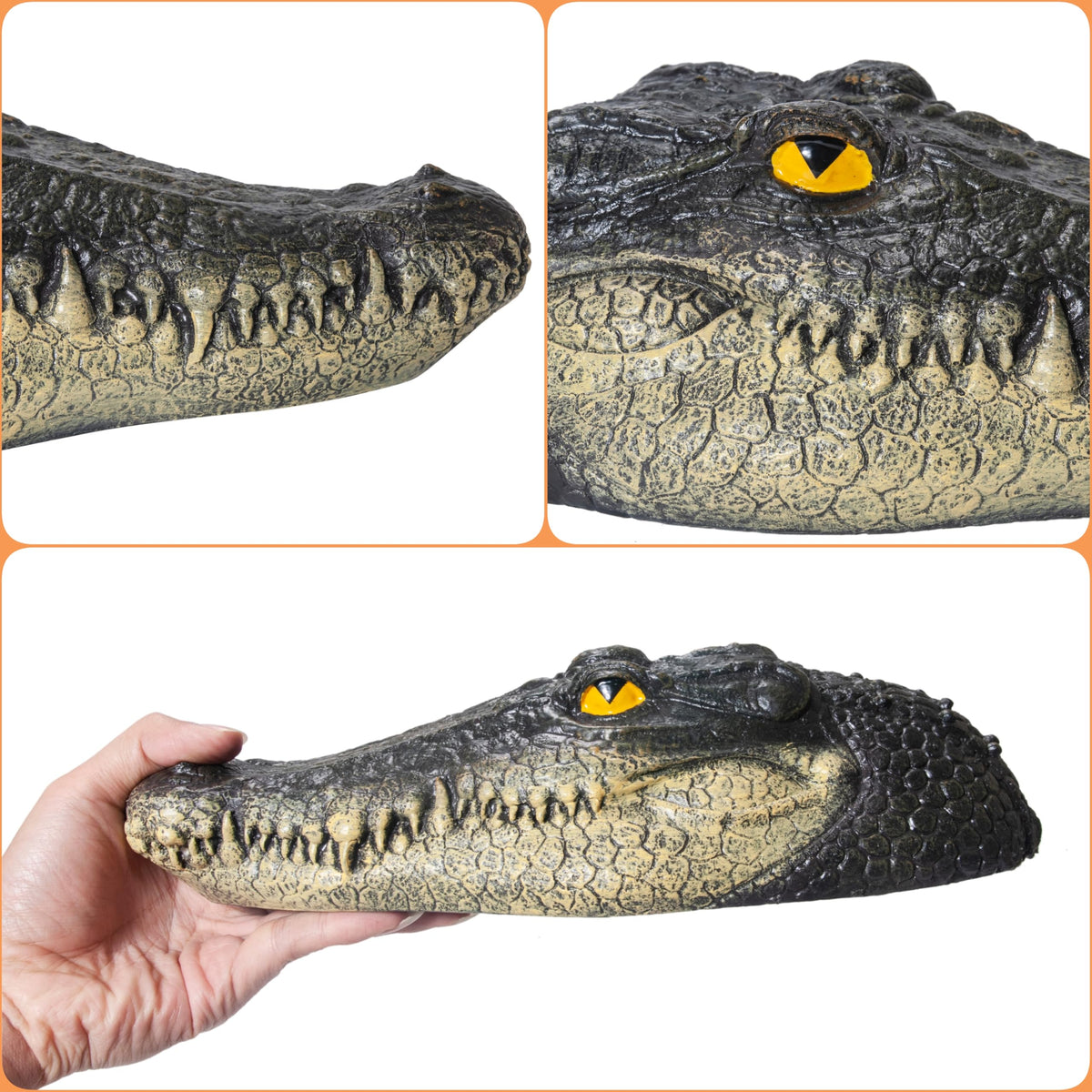LUEUR alligator head ornament is a versatile outdoor accent for landscape themes.