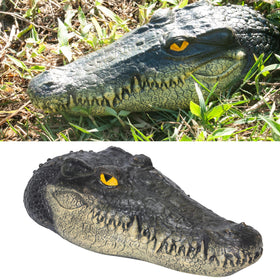 LUEUR floating alligator head over pond adds lifelike charm to outdoor water features.