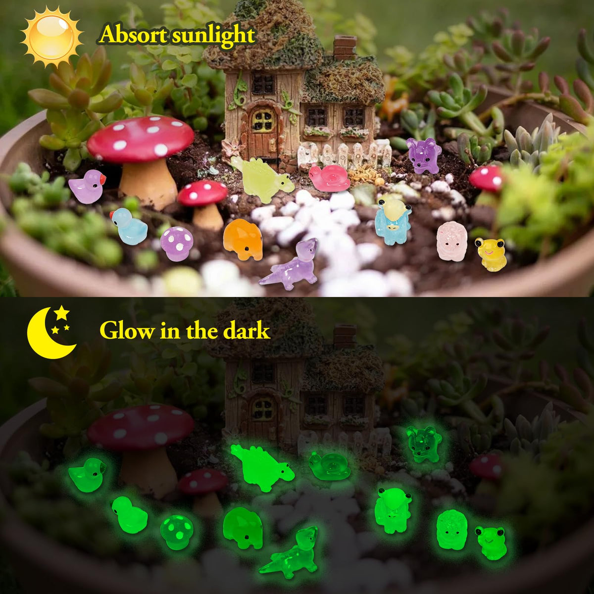Lugailly bunnies glow, perfect for terrariums and slime crafts