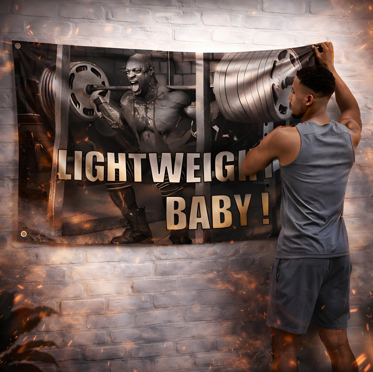 LUIVU home gym inspiration flag adds energy to workout areas