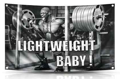 LUIVU Ronnie flag single-sided shown as gym motivation wall art