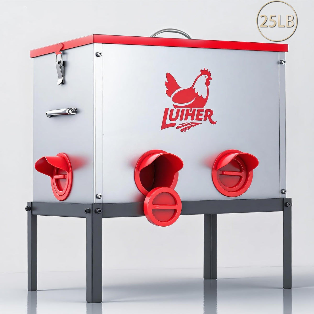 LUIHER chicken feeder 6 ports supports multiple hens at once, promoting even feeding