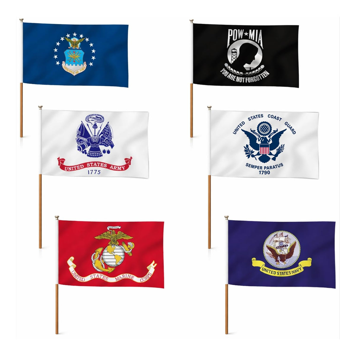 LUIVU army-navy-marines-air-force-coast-guard-pow mia flag 12x18 for outdoor display and remembrance
