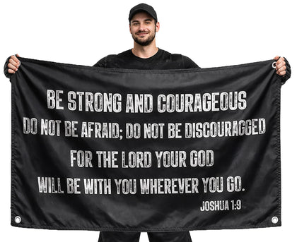 LUIVU be-strong-and-courageous 3x5 flag banner for home and office decor.