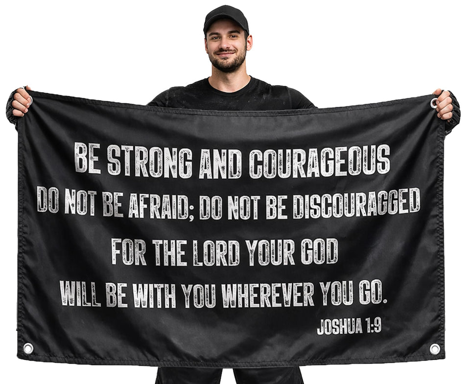 LUIVU be-strong-and-courageous 3x5 flag banner for home and office decor.