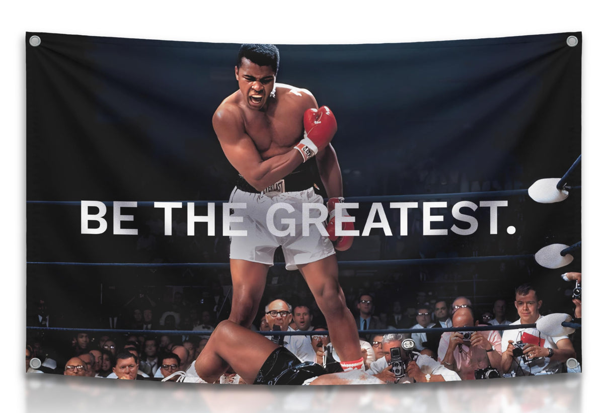 LUIVU Be the Greatest flag wall decor 3x5ft for daily motivation in your home gym.
