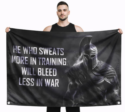 LUIVU flag with Spartan crest for gym walls and daily motivation
