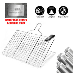 LUKCOZMO folding design shows portable outdoor grilling basket