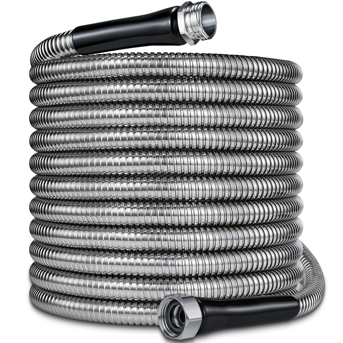 Lukiegale 150ft garden hose uncoiled for easy watering and garden chores.