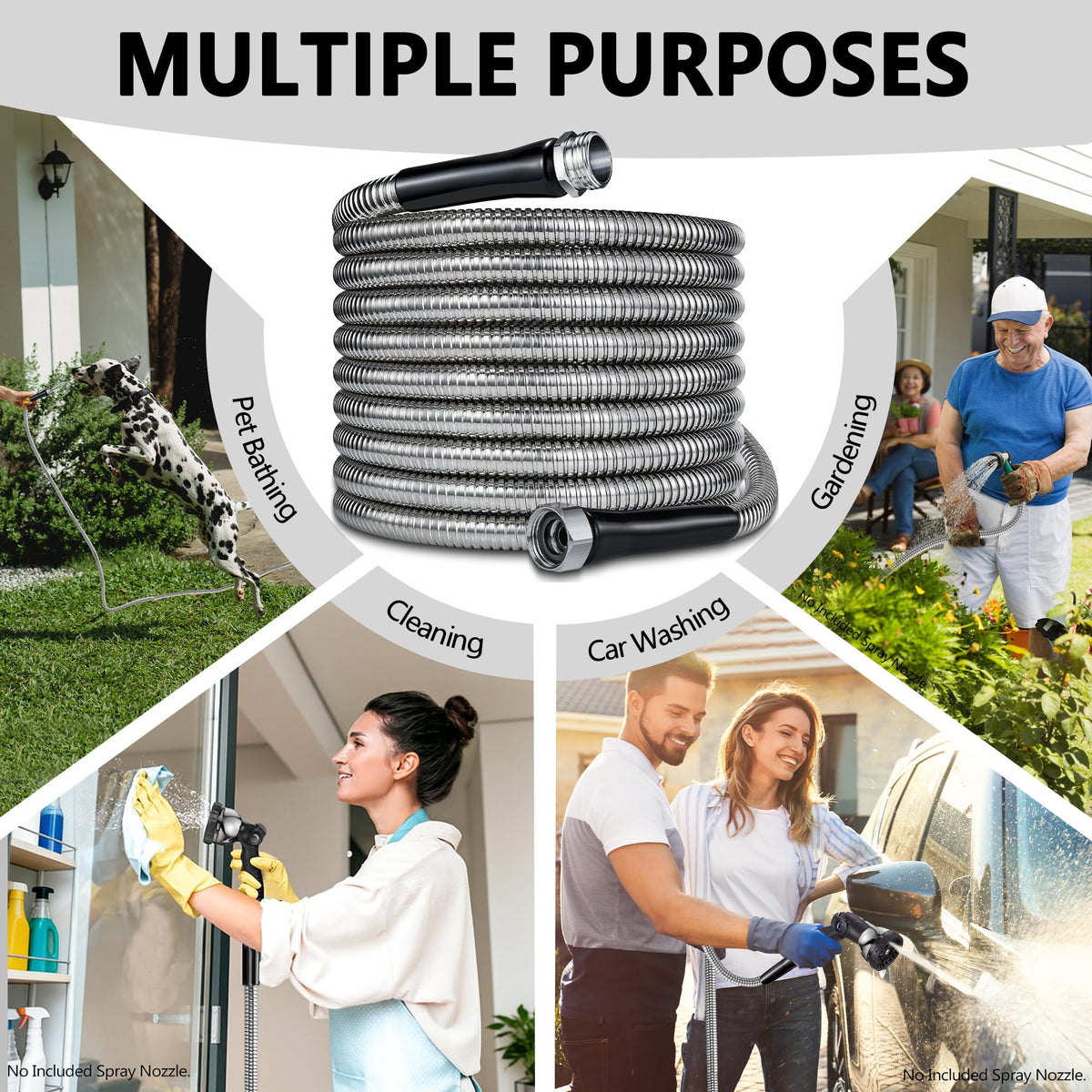 Lukiegale versatile hose suitable for gardening, car washing, and cleaning.