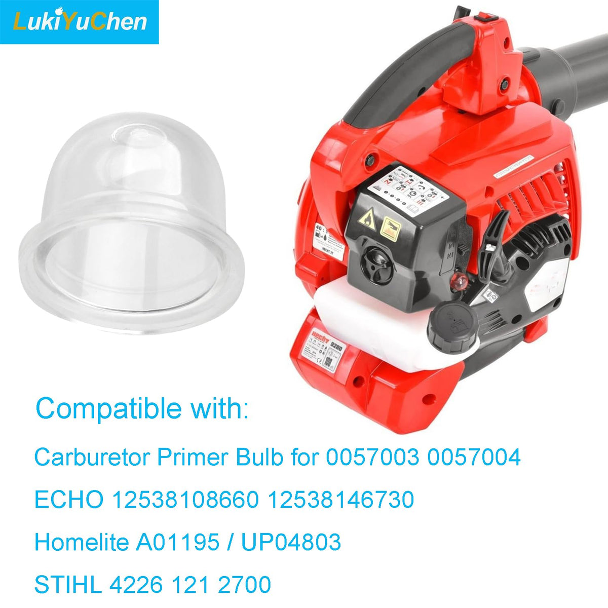 LukiYuChen primer bulb dimensions with diameter and height measurements.