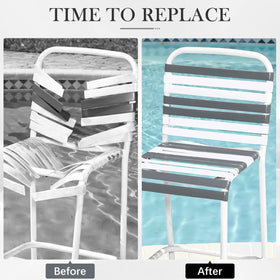 LukLoy outdoor furniture with grey straps ready for replacement