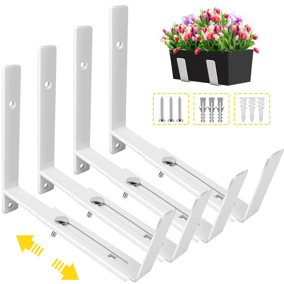 LukLoy window bracket assembly with adjustable depth for versatile planter placement