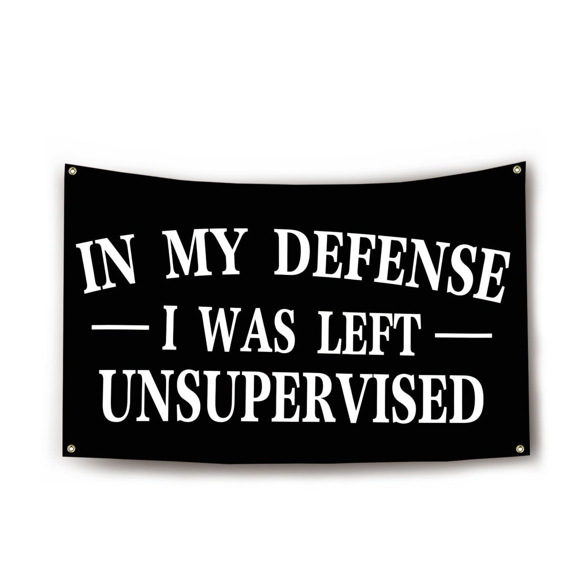 Lulkick defense unsupervised flag 3x5 with bold message for dorms