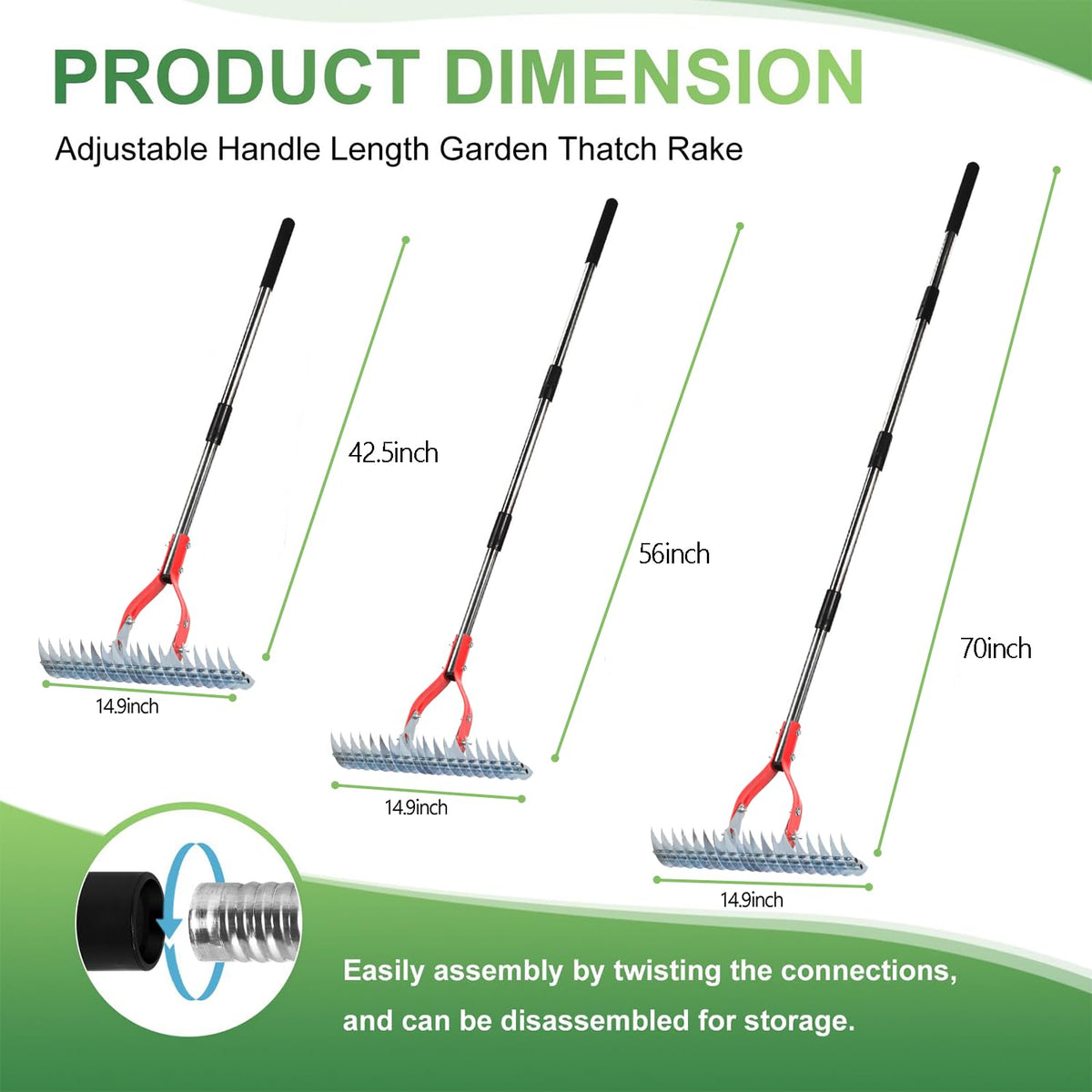 Lulkod dethatching rake removes leaves and twigs from your lawn