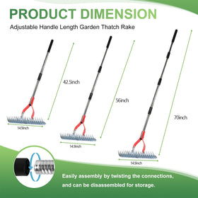 Lulkod dethatching rake removes leaves and twigs from your lawn