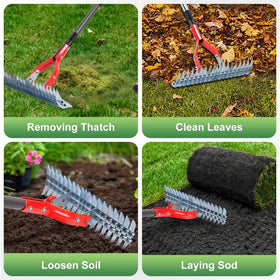 Lulkod dethatcher rake easy assembly and storage