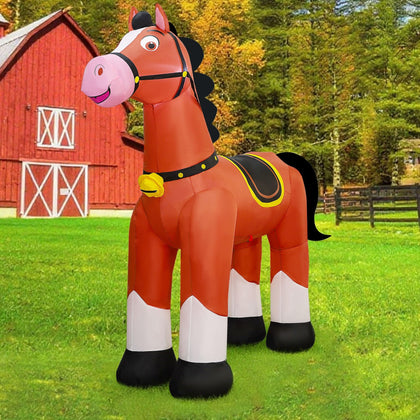 Lulu Home giant inflatable horse with LED lights brightens outdoor celebrations.