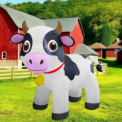 Lulu Home inflatable cow front view, ideal outdoor party centerpiece.