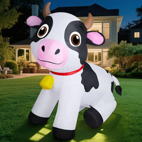 Lulu Home inflatable cow with LED lights for night viewing.